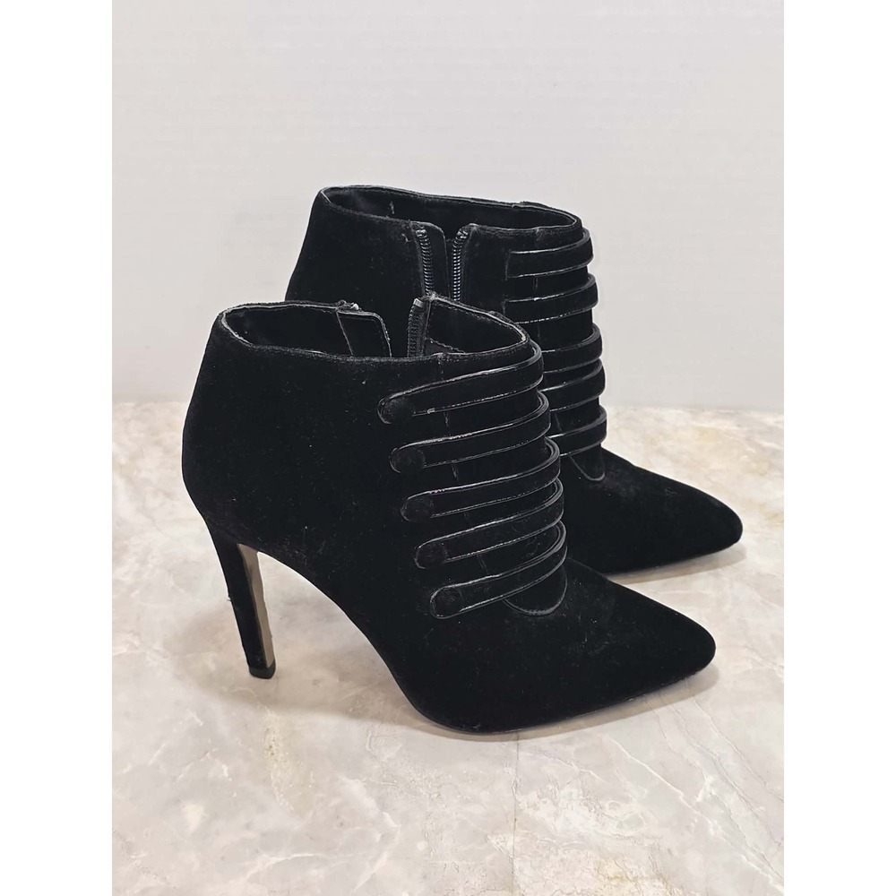 Neiman Marcus Ankle Boots Sz 6.5 GUC Velvet Stiletto Chic Glam 👠